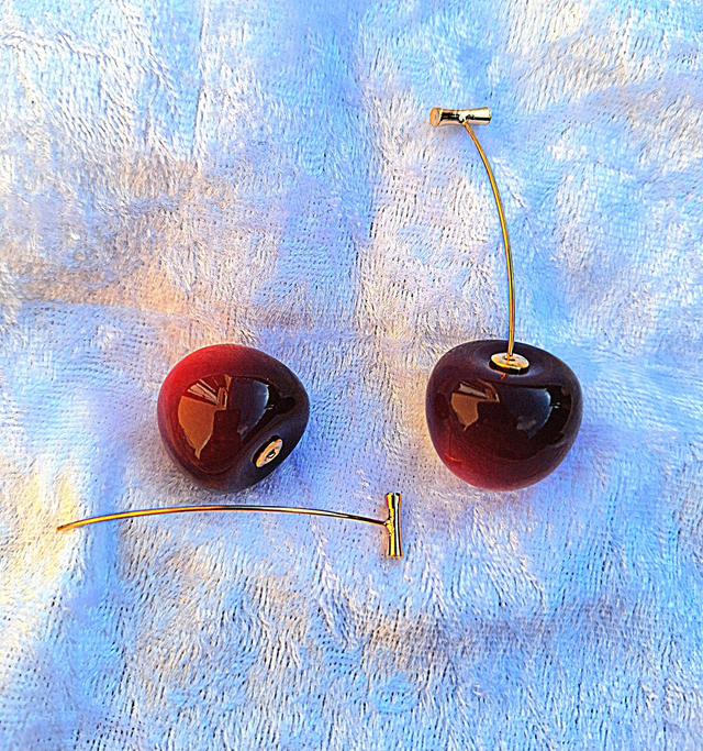 Jeanne-Boucles d'oreilles cerises glossy