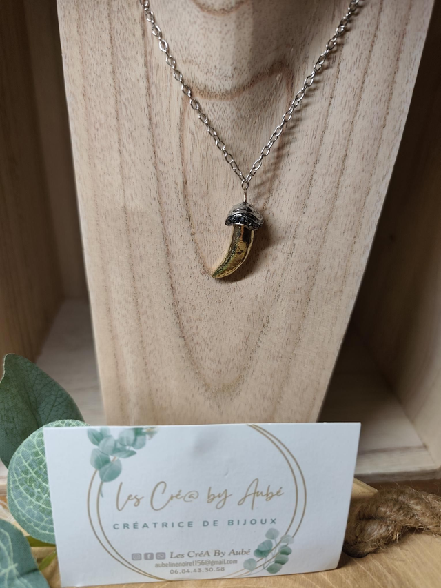 COLLIER SAUTOIR ARG. CORNE DORE 0000454