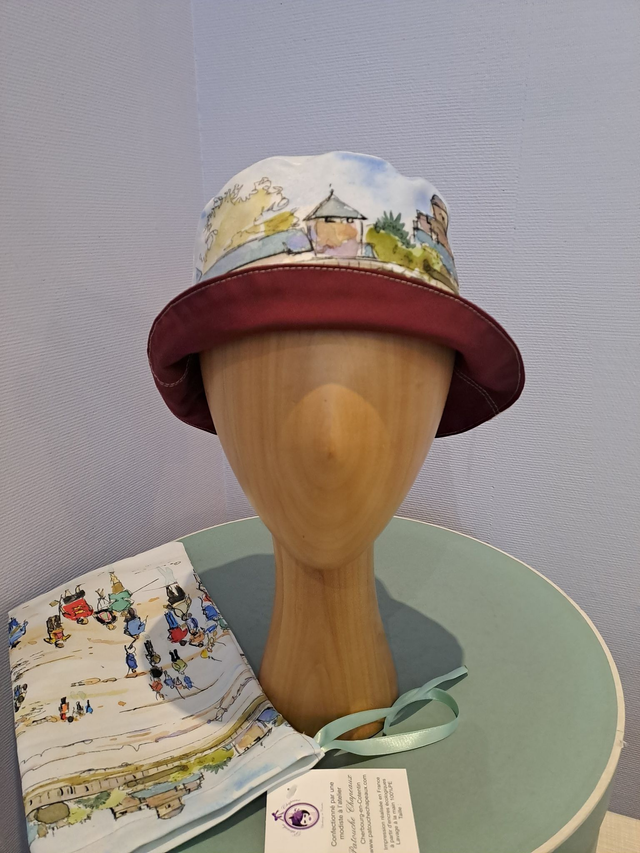 Bob de Pluie Aquarelle "Traversées de Tatihou" gabardine bordeaux