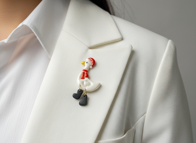 Handgjord Julpin – Gås i Tomteluva | Festlig Brosch