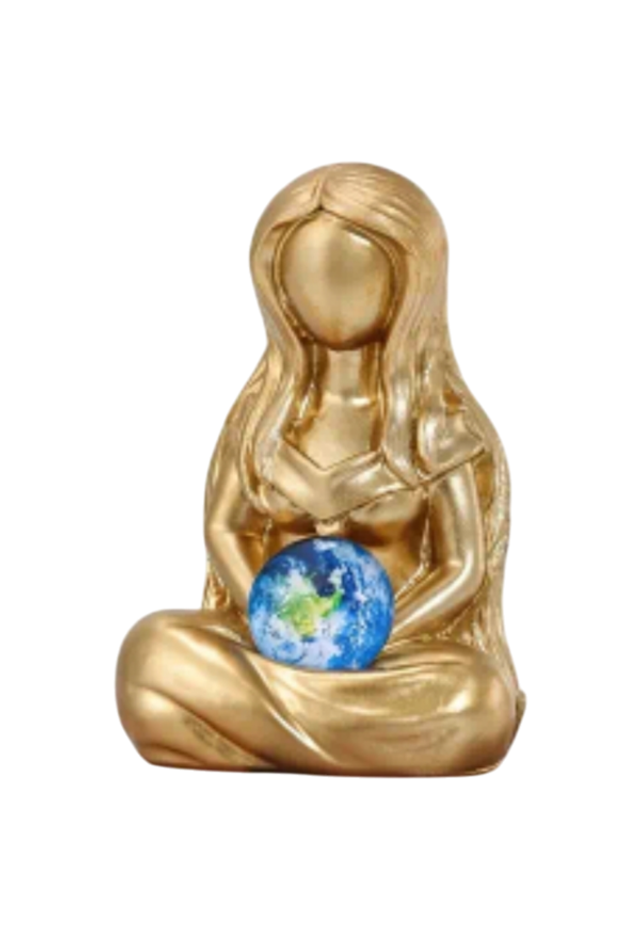 Sandsteinfigur Mutter Erde gold