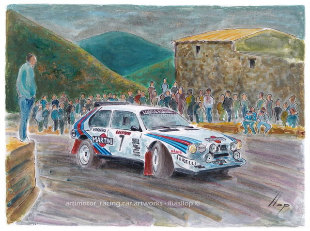 Artimotor onpaper acrílicos 23x31 - 1986 Henri Toivonen (Lancia Delta S4) 1º Montecarlo