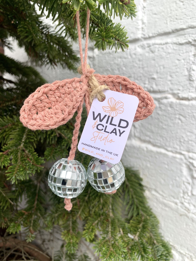 Cherry Disco Ball Car Mirror Accessory