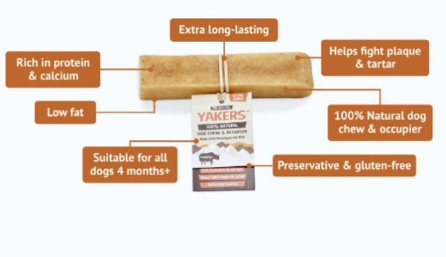 Yakers 100% Natural, long lasting dog chew Original-Medium size
