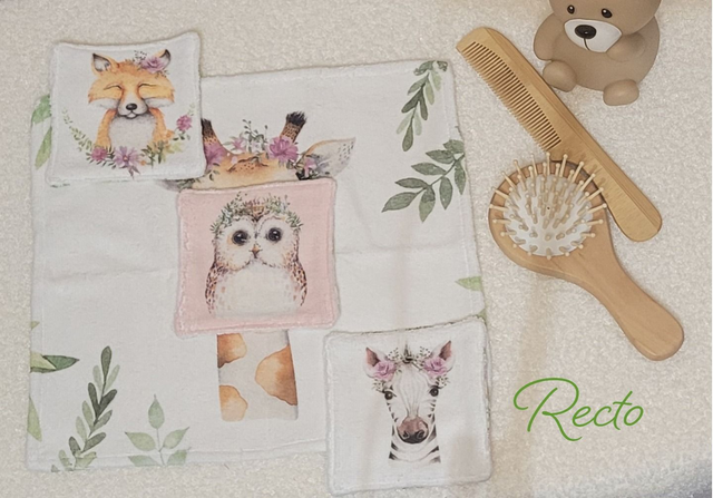 Lot 3 cotons + 1 petite serviette lavables 