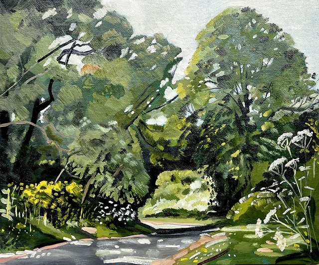 A country Lane at South Dalton. 12x10 inch, oil on canvas board.