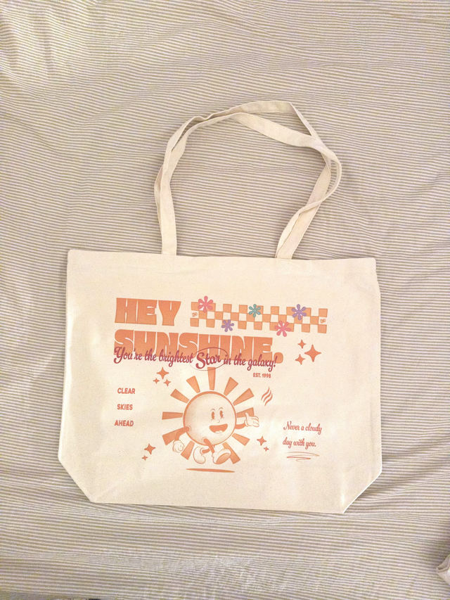 Hey Sunshine Cotton Canvas Tote Bag (52cm x 40cm)