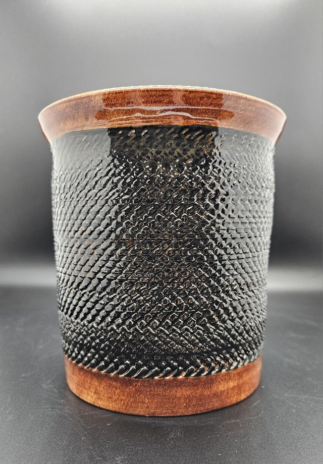 Vase automne et noir en faïence 