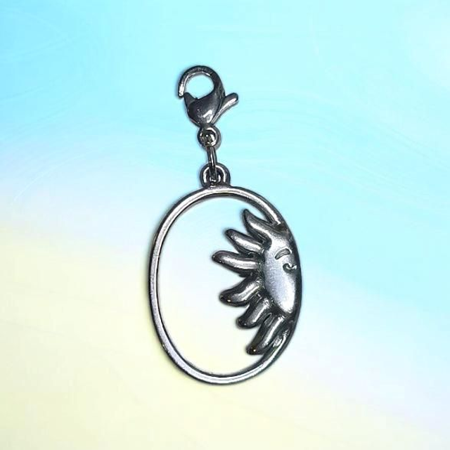🌅 Charm's Acier Inoxydable Demi-Soleil – Breloque Argentée 16 x 24 mm | La Mondaine Créations