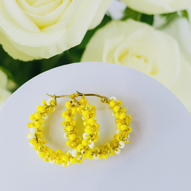 Sunbeam Hoops – Handgemaakte Gele Statement Oorbellen