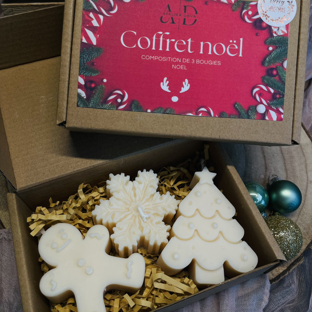 Coffret Noël 3 bougies moulés