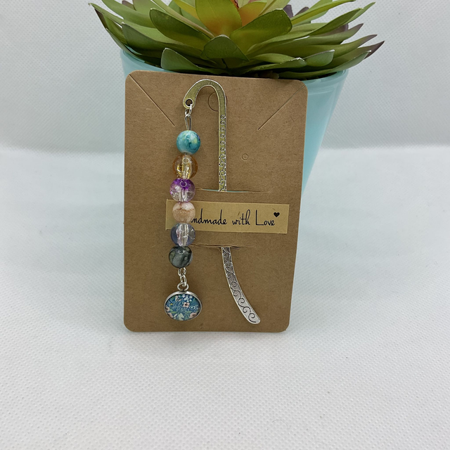Handmade bookmark. Beautiful silver colour beaded bookmarks.