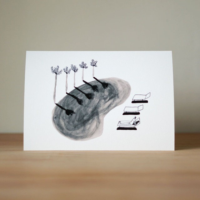 Man At The Pool Print A5