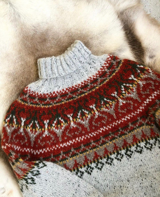 Alasuq Polar Sweater Kit - Col 18 (Light Grey Tweed & Burnt Orange) - Wool & Pattern - Linka Neumann
