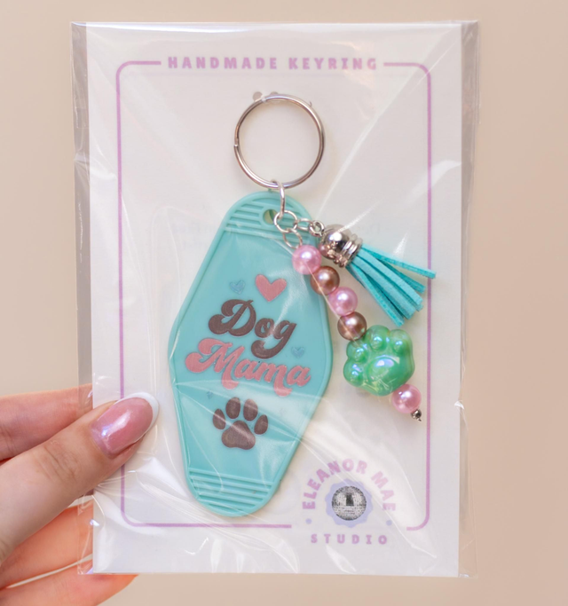 'Dog Mum' Keyring (Mint)