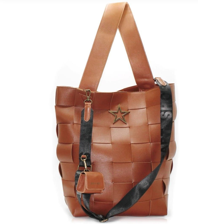 SHOP ART BORSA MAXI A SPALLA IN ECO LEATHER VINTAGE INTRECCIATO