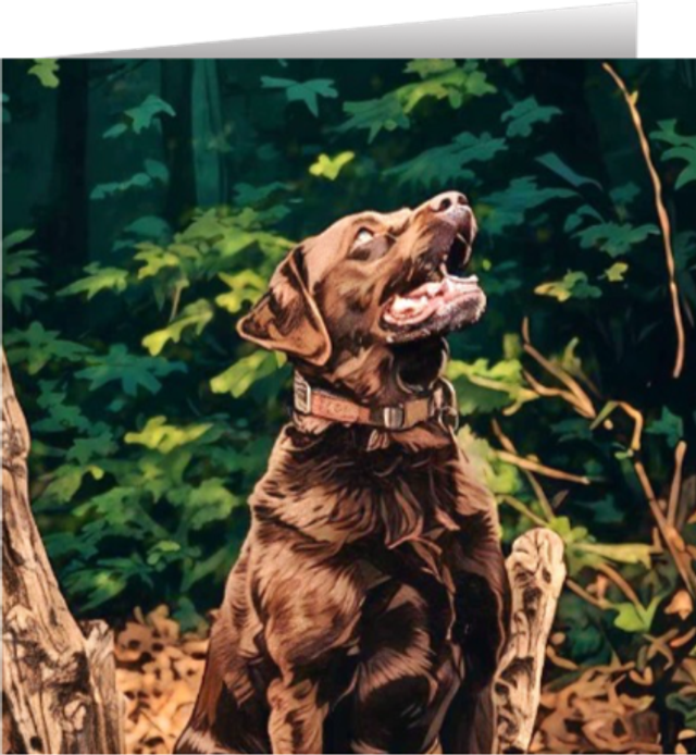 Chocolate Labrador Forest - Dog Greetings Card