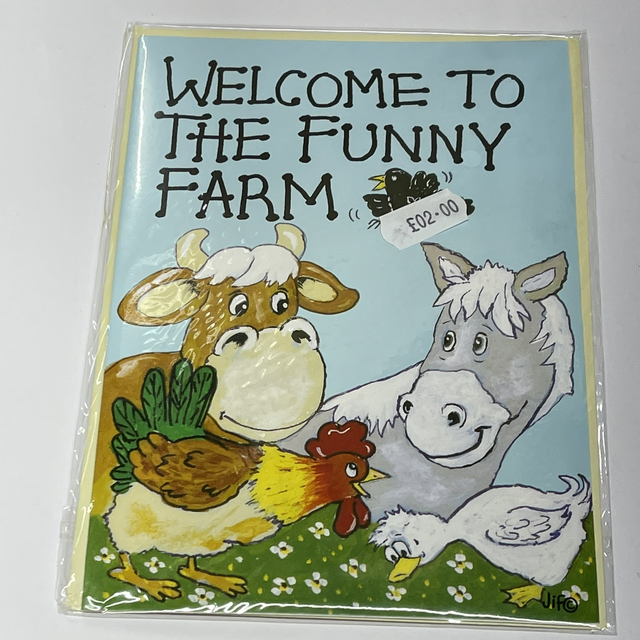 Cute Greetings Card - Welcome To The Funny Farm