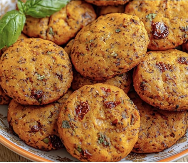 Sablé tomates confites, basilic