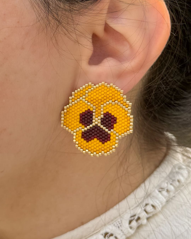 Pensées - Boucles d'oreilles tissées main