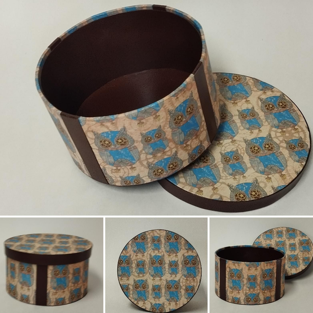 Boîte ronde chouettes/hiboux