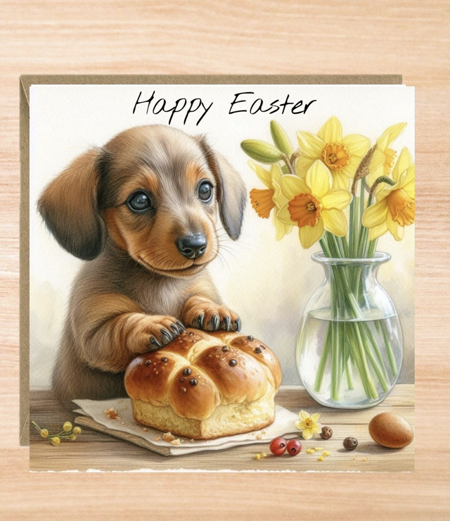 Dachshund Dog Easter Card