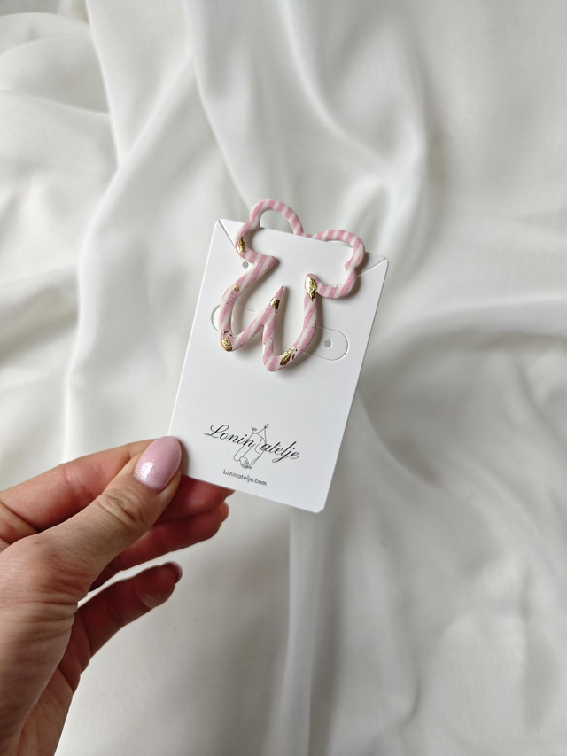 Zaznamek - črtast v belo roza barvi