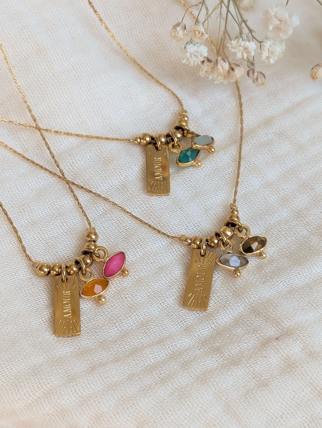 Collier AMOUR oeil facetté