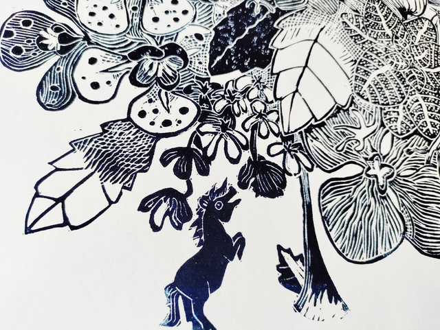 impression linogravure " eat your veggie"