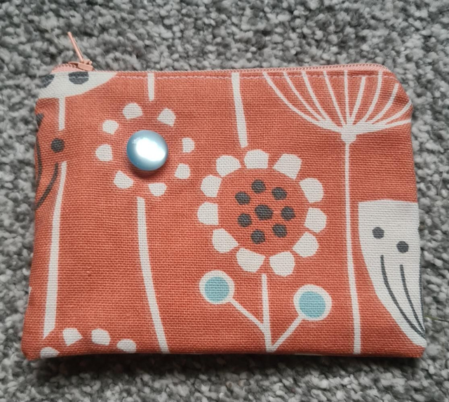 Orange Flower Zipped Purse