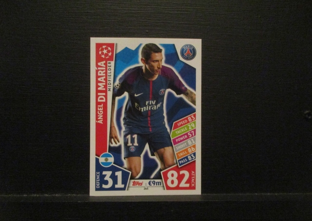 Angel Di Maria - UEFA Champions League Match Attax 2017/18 Original Trading Card #265