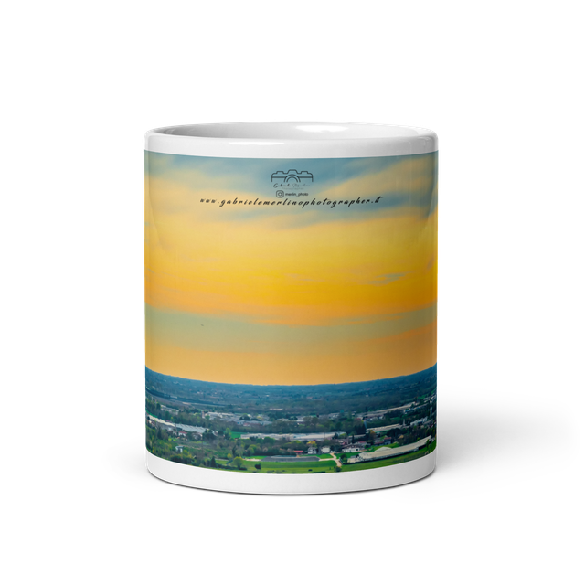  Tazza bianca lucida sunset landscape 