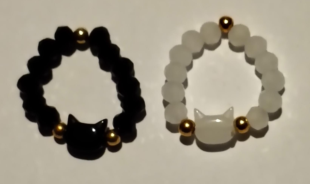 Twin Crystal Cat Finger Rings