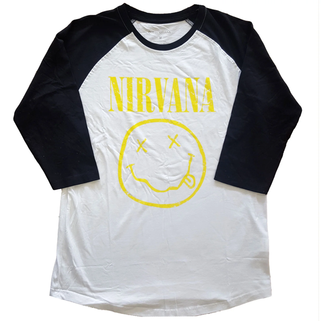 Nirvana Yellow Smile Raglan (Black &amp; White)