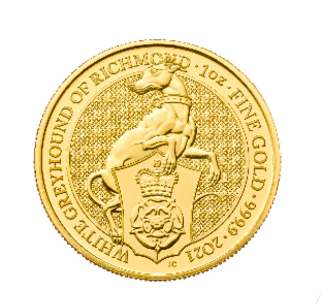 UK 1oz Gold Queen's Beast White Greyhound Coin
