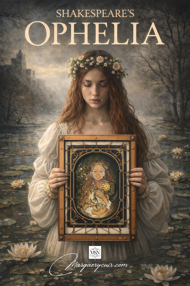 Ophélie, tableau en cuir repoussé