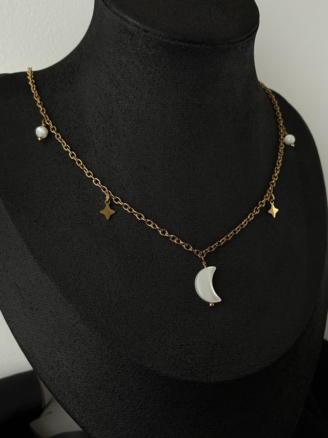 Collier Lune Étoilée Doré