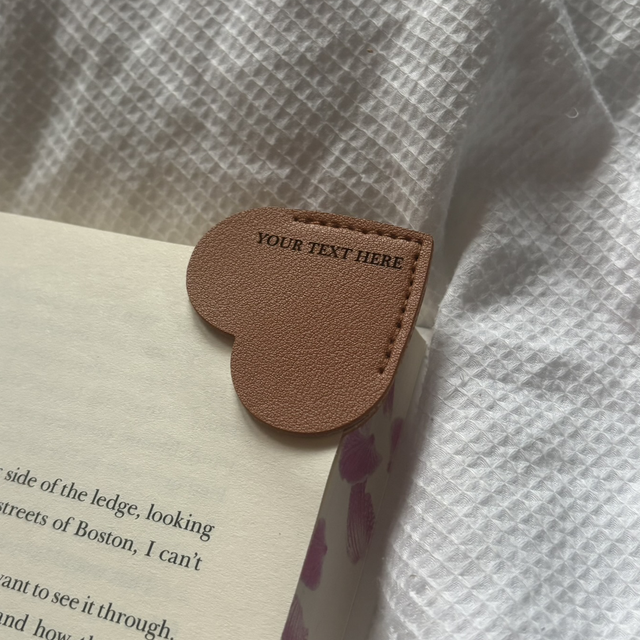Personalised Leather Heart Bookmark | Orange Brown | Engraved