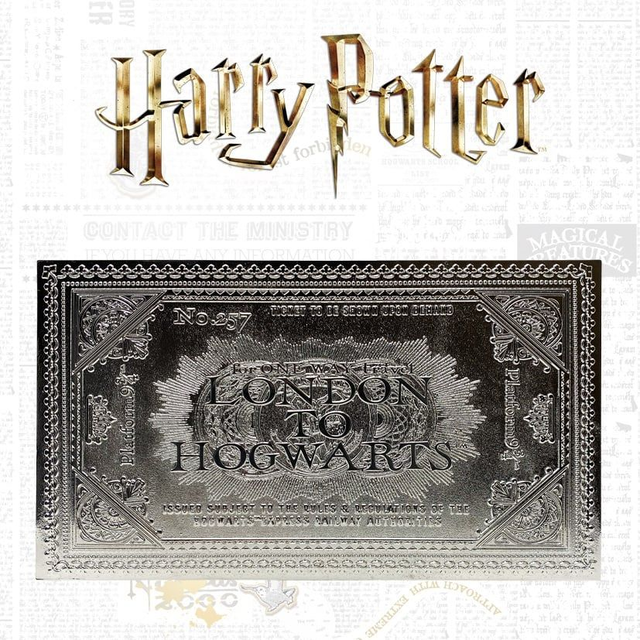 HARRY POTTER - Poudlard Express - Ticket plaqué argent collector