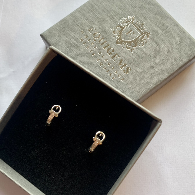 925 Sterling Silver Snaffle Huggies with Zircon 