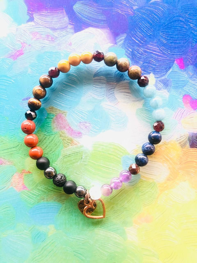 Bracelet Love Yourself 7 Chakras Arc-en-ciel