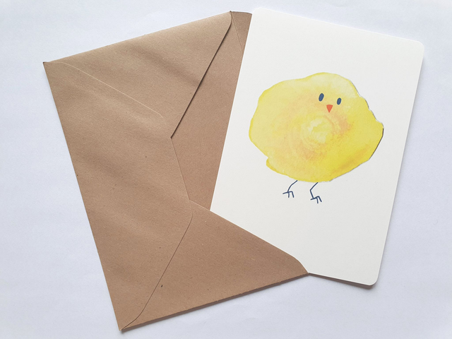 Baby Bird Watercolour Collage Postcard