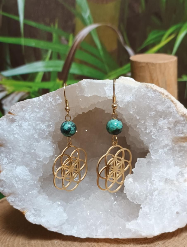 Boucles d'oreilles en turquoise d'Afrique
