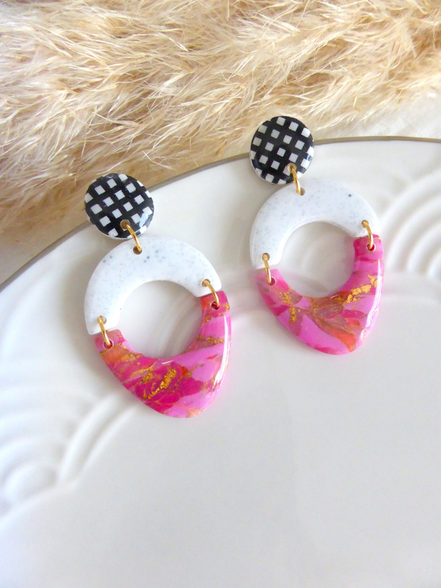 Boucles d'oreilles ovales - Framboise Audacieuse bis