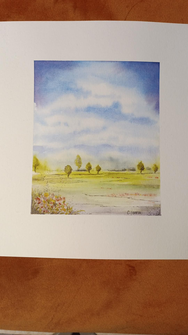 Tableau Aquarelle paysage calme fenêtre. 11,5/14 feuille 21/18,5