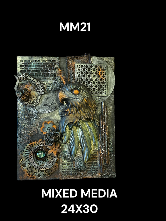 MM21 tableau mixed media sur carton entoilé 24x30