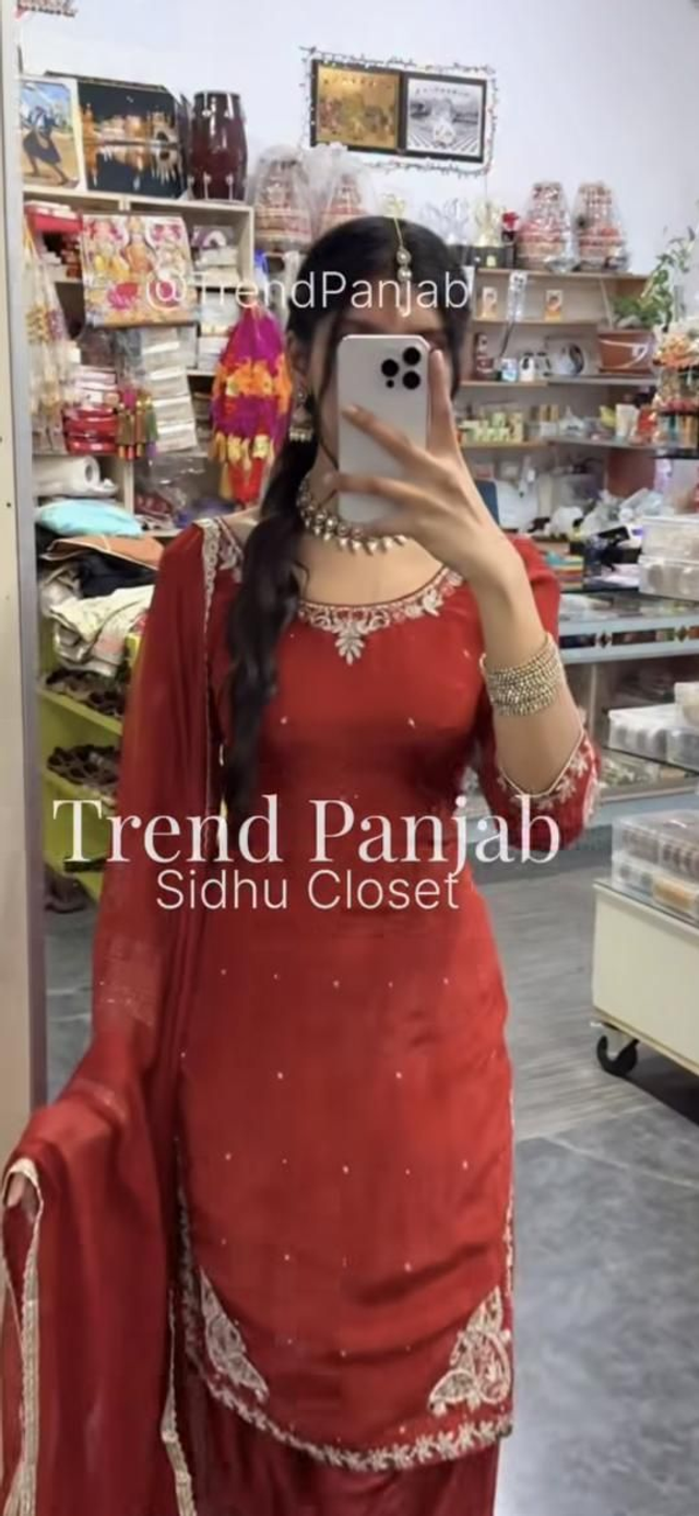 Maroon Red Embroidered Salwar Suit