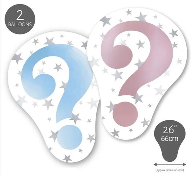 26" GENDER REVEAL BOY OR GIRL FOIL (2 BALLOONS PER PACK)
