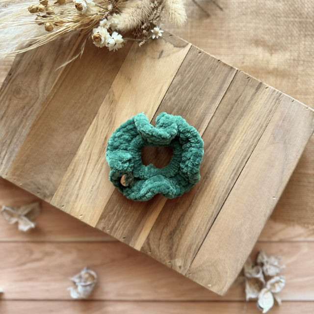 Chouchou tout doux vert bouteille