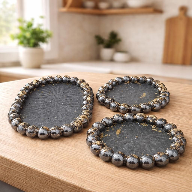 Ensemble de 3 plateaux design- Collection Dark Grey 